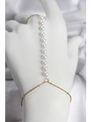 İsmiyle Al 316L Çelik Gold Renk Sıralı Incili Model Kadın Şahmeran