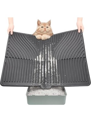 Kedi Kumu Mat, Büyük Kedicik Çöp Yakalama Matı Yavru Pençelerinde Yumuşak, Çöp Kutusu Paspası Zemini Temiz Tutar, 31 Inç x 24 Inç Su Geçirmez ve Yıkanabilir Dağılım Kontrolü Için Kedi Kumu