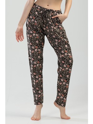 Vienetta Kadın Pijama  Altı Siyah Şal Desenli K111529