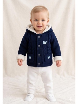 Butik Erkek Bebek Kapüşon Detaylı Triko Ceket - Hırka