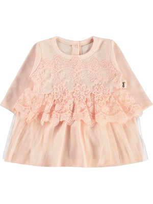 Civil Baby Fırfır Tüllü 3-12 Ay Elbise - Pudra