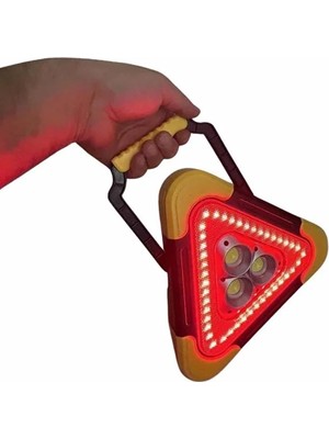 Reflektör Güneş Panelli Solarlı Şarjlı Üçgen Işıklı Trafik Reflektör Fener