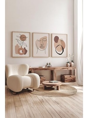 Gerçek Ahşap Çerçeveli 3 Parça 3D Poster Tablo Seti - 3DARTSOHOSET87-2030