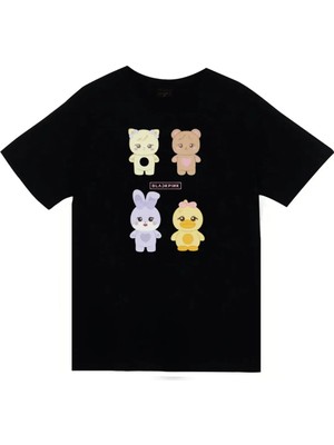 stonedfame Blackpink - Lisa - Jennie - Jisoo -Rose - Deadline Baskılı Unisex %100 Pamuk Siyah T-Shirt