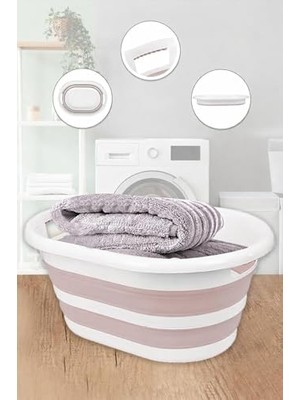 38 Litre Katlanabilir Silikon Çamaşır Sepeti Akordiyon Katlanır Sele Yer Kaplamayan Taşınabilir Ergonomik Kulplu Dayanıklı ve Hafif Depolama Sepeti Banyo ve Ev Kullanımı Kirli Sepeti (Pembe, 38 Litre)