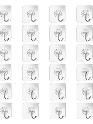 Yapışkanlı Duvar Kancaları Banyo Mutfak 24 Paket Ağır Hizmet 10 kg (Maks) Çivisiz Yapışkan Askılar Paslanmaz Kancalı Yardımcı Havlu Banyo Tavan Kancaları