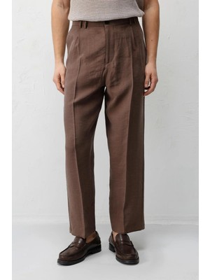 Antioch Kahve Lyocell Relaxed Fit Pileli Erkek Pantolon