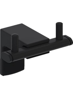 Alper Banyo F1 Model Paslanmaz Siyah Ikili Bornoz Havluluk, Bornoz Askılığı 5 Yıl Garantili