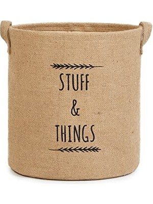 Ocean Home Textile Baskılı Jüt Silindir Sepet //30X31