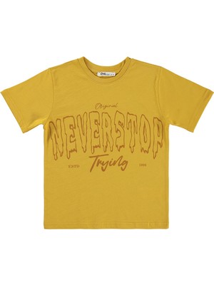 Civil Boys Never Stop Baskılı 10-13 Yaş Tişört - Hardal