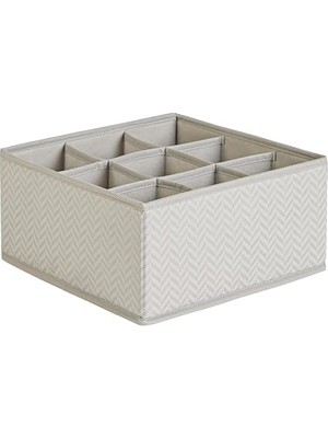 Ocean Home Textile 9 Bölmeli Petek Gri Balıksırtı Çekmece Içi Düzenleyici Kutu 28 x 28 x 13 cm