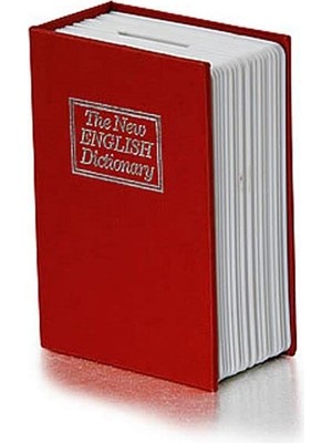 Kitap Görünümlü Kumbara Gizli Para Kasası Çelik Kilitli Kitap Kumbara Bordo
