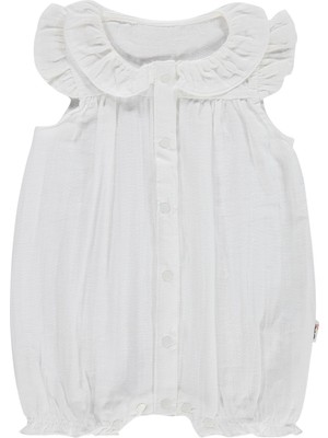 Civil Baby Kol ve Yaka Fırfırlı 6-18 Ay Tulum - Beyaz