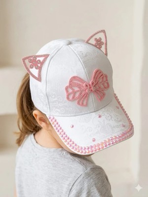 Benitto Kids Kitti 5-8 Yaş Boncuk Süslemeli Kız Çocuk Kep Şapka