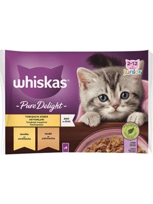 Whiskas Pouch Pure Delight Jöle Içinde Tavuklu ve Hindili Yavru Kedi Konservesi 4X85 gr