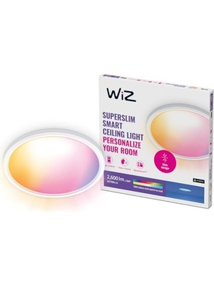 Wiz Superslim 22W Beyaz Sıva Üstü Rgb Akıllı LED Yuvarlak Panel Tavan Armatürü 42 cm Çapında 2600 Lumen