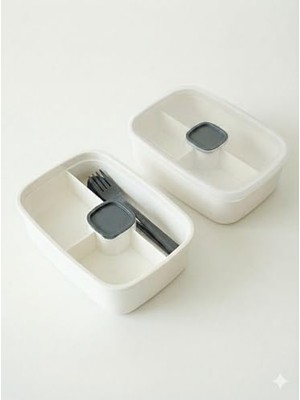 Viosstore Sızdırmaz Lunch Box – 3 Bölmeli Yemek Kabı | Öğle Yemeği Kutusu | Saklama Kabı | Bpa Içermez (Beyaz)