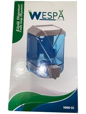 Wespa Köpük Sabunluk, Şeffaf Mavi, 1000CC Kapasiteli, Duvara Monte Edilebilir Sıvı Sabun Dispenseri