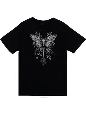 stonedfame Gothic Baskılı Unisex %100 Pamuk Siyah T-Shirt