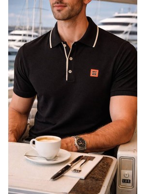 Hermes Premium Polo Yaka T-Shirt – Kontrast Şerit Detaylı, Regülar Fit, Yazlık Şık Erkek Tişört