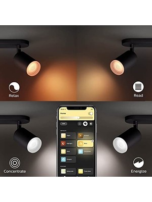 Philips Hue Fugato Single Spot Lamba, Akıllı LED Ampul Ile, Siyah, 1X5.7W 230V