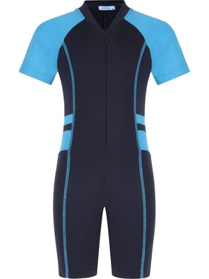 Tesmay Düz Renk Boneli Çocuk Yüzücü Mayo