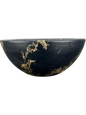 Bitki Tasarımı Ev Dekorasyon Siyah Üzeri Gold Mermer Efektli Aranjman Sunumluk Toprak Saksı 20 cm Çap