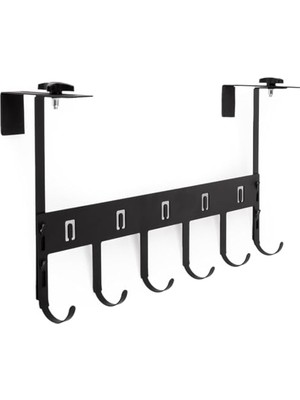 Ayarlanabilir Kapı Arkası Askılık Metal (2 Adet) | 6 Kancalı Kapı Üstü Organizer | Montaj Gerektirmez Askı | Mont Çanta Havlu Anahtarlık Düzenleyici