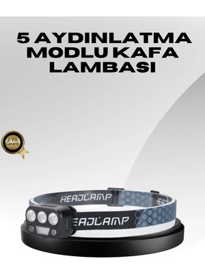 USB Şarjlı LED Kafa Lambası 300 Lümen Güç Göstergeli