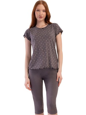 Vienetta Likralı Viskon  Kayık Yaka Kısa Kol Eteği Oval Kap