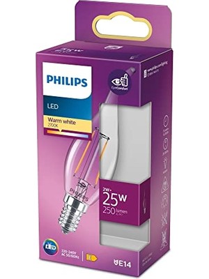 Philips LED Classic 25W BA35 E14 Ww cl Dim Edilmez Sarı Işık Filament Ampul