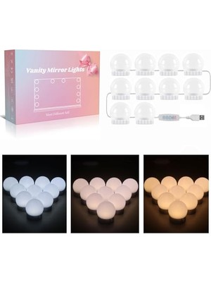 Ayna Işıkları 10 Hollywood Tarzı Ampul, Mükemmel Gizli Tel, 3 Renk ve 10 Yoğunluk Ayarlanabilir, Ampul Makyaj Aynası Çıkartma, Makyaj Aynası Için LED Işıklar          [enerji Sınıfı G]