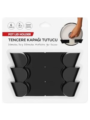 Tencere Kapağı Tutucu 3 Set (6 Parça) Kendinden Yapışkanlı, Pot Lid Holder