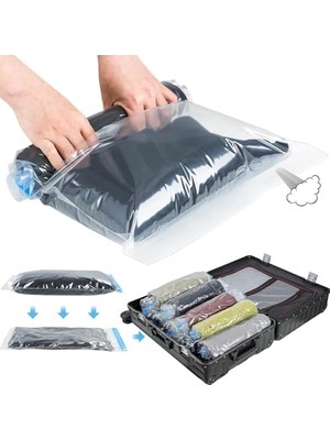 Aee® 3'lü Manuel Vakumlu Seyahat Poşeti Hurcu – 50X70 Cm, 40X60 Cm, 35X50 cm | Sıvı Geçirmez, Küf Toz Haşere Koku Yapmaz | Valiz Düzenleyici Organizer – Pompa Süpürge Gerektirmez