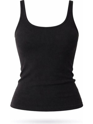5in1Canpolat Siyah U Yaka Fitilli Basic Atlet