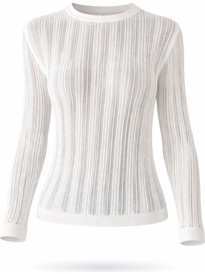 5in1Canpolat Ekru Bisiklet Yaka Transparan Triko 251327