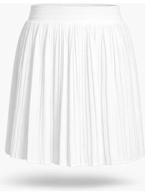 5in1Canpolat Beyaz Piliseli Mini Etek 27078