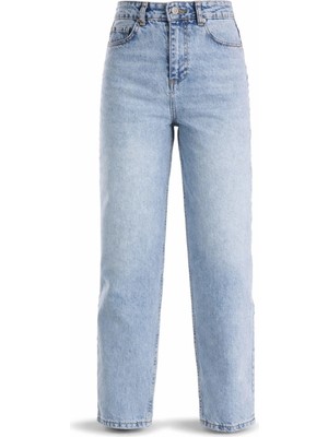 5in1Canpolat Açık Mavi Yanları Çiçek Nakışlı Barrrel Jean 1019