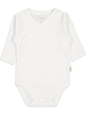Kujju Civil Baby Renkli Kumaş 1-6 Ay Unisex Zıbın Badi - Ekru