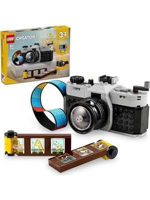 LEGO Creator 3’ü 1 Arada Retro Fotoğraf Makinesi 31147-8 Yaş ve Üzeri Çocuklar Için Televizyon ve Video Kamera Model Seçenekleri Içeren Yaratıcı Oyuncak Yapım Seti, Doğum Günü Hediyesi (261 Parça)