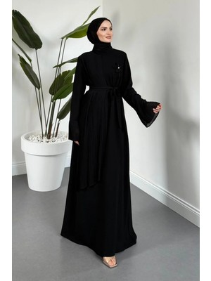 Merven Akyüz Sarah Yandan Tokalı Elbise Siyah