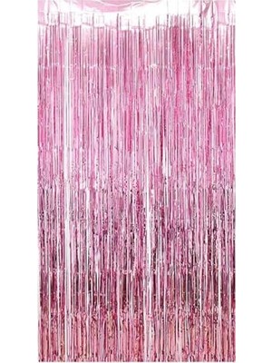 Metalize Arka Fon Kapı Perdesi Pembe 100X200 cm