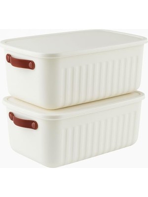 2'li Kapaklı Saklama Kutusu Seti -10 Litre – Turuncu -Taşınabilir Kulplu, Dolap Içi Düzenleyici, Çok Amaçlı Organizer Kutu, Oyuncak & Kıyafet Kutusu