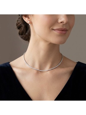 Pigado 925 Ayar Gümüş Zirkon Taşlı Su Yolu Kolye