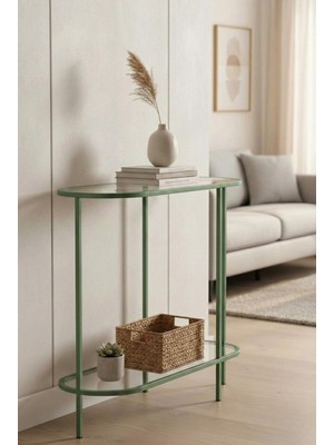 Feyza Design Mint Yeşili Kırılmaz Temperli Camlı Elips Dresuar