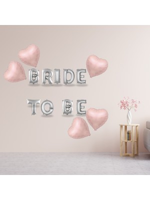 Tedaks Pembe Folyo Kalp Gümüş Folyo Harfli Bride To Be Süsleme