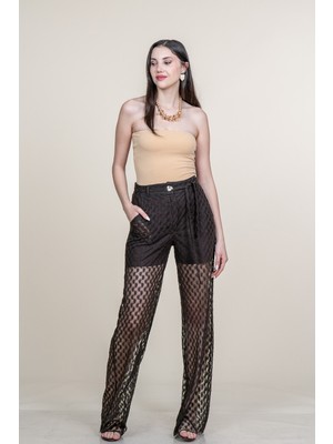 MissVina Tül Dantel Içi Şortlu Bol Paça Pantolon 30371