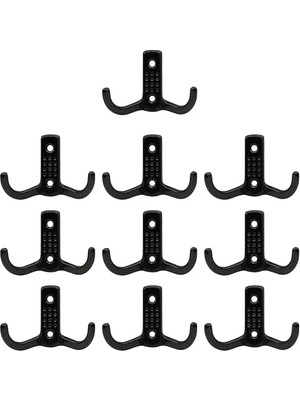 Noktalı Vestiyer Duvar Askısı Dolap Elbise Askılığı Siyah Metal Askı (10 Adet)