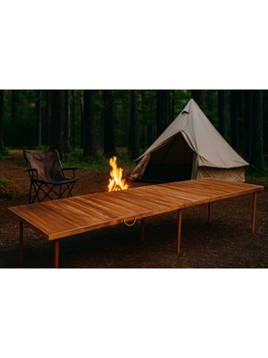 Katlanır Kamp, Piknik ve Bahçe Masası 75X228 cm - Ceviz Renk