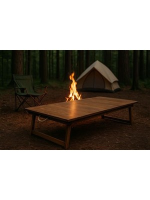 Katlanır Sabit Ayaklı Kamp, Piknik ve Bahçe Masası 70X150 cm - Ceviz Renk